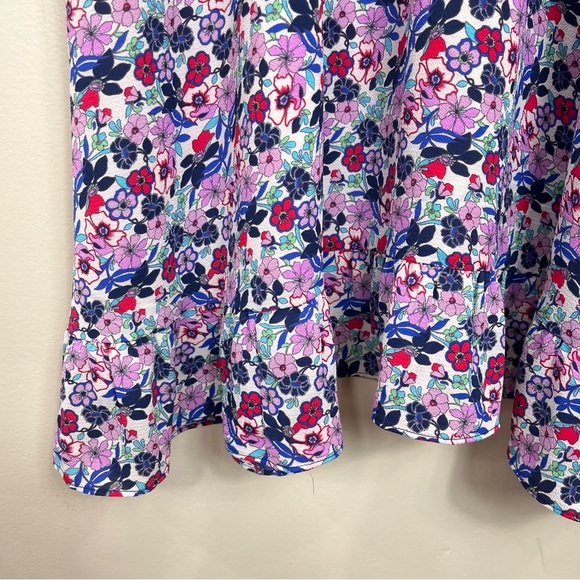 Talbots Paradise Purple Floral Flutter‎ Sleeve Popover Midi Dress Size 16W - Picture 6 of 13